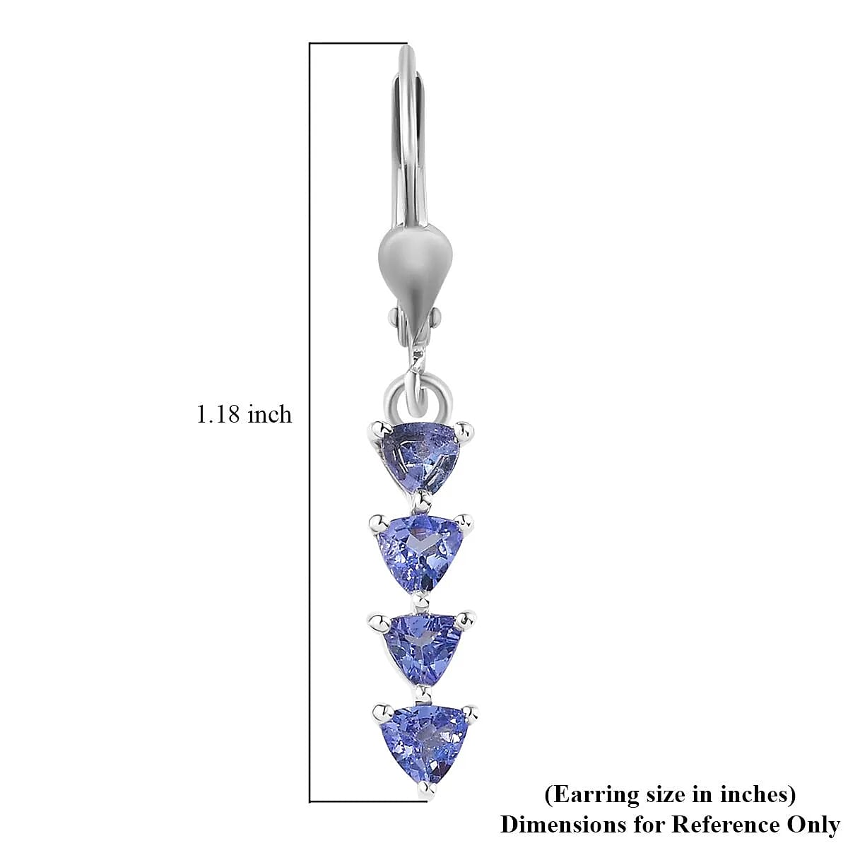 D'Joy Tanzanite 2.10 ctw Lever Back Earrings in Platinum Over Sterling Silver