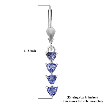 D'Joy Tanzanite 2.10 ctw Lever Back Earrings in Platinum Over Sterling Silver
