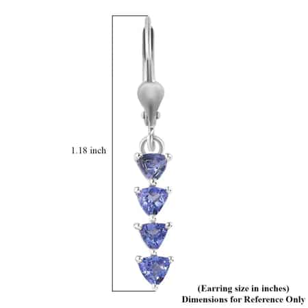 Tanzanite Lever Back Earrings in Platinum Over Sterling Silver 1.35 ctw image number 6
