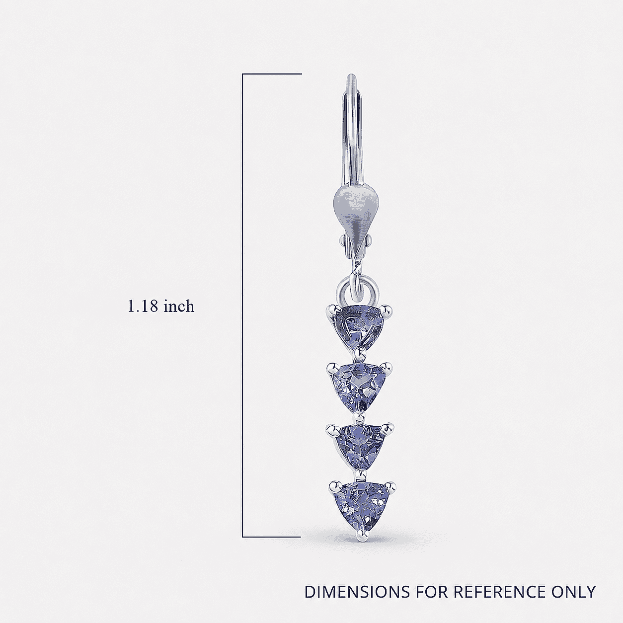 D'Joy Tanzanite 2.10 ctw Lever Back Earrings in Platinum Over Sterling Silver