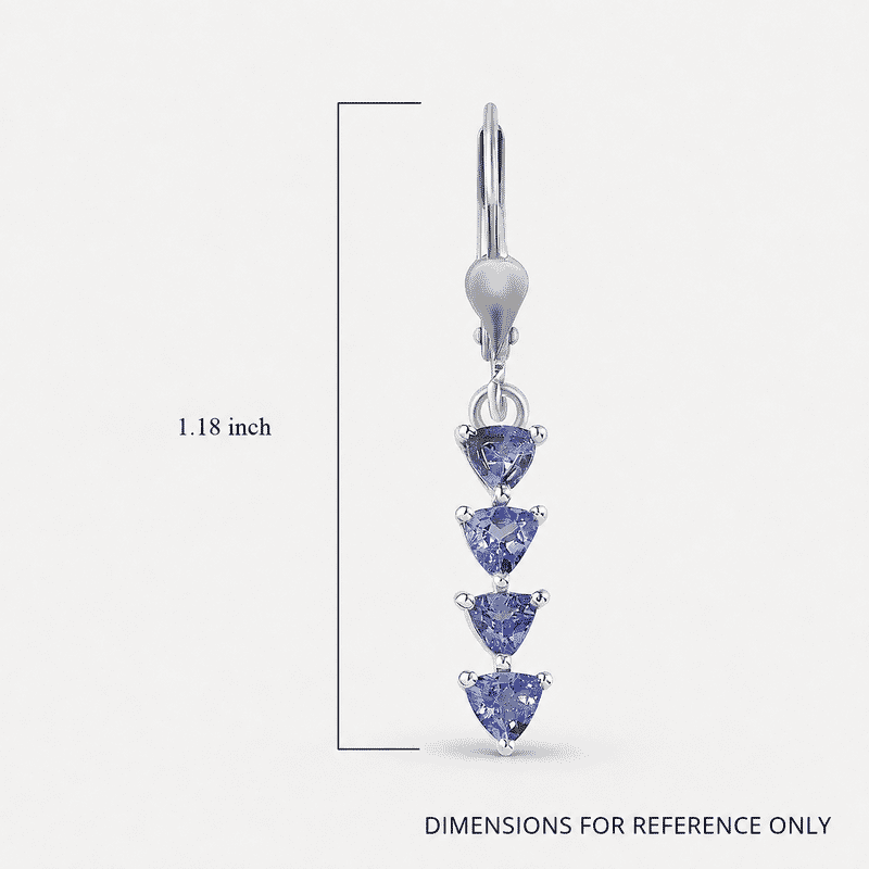 D'Joy Tanzanite 2.10 ctw Lever Back Earrings in Platinum Over Sterling Silver