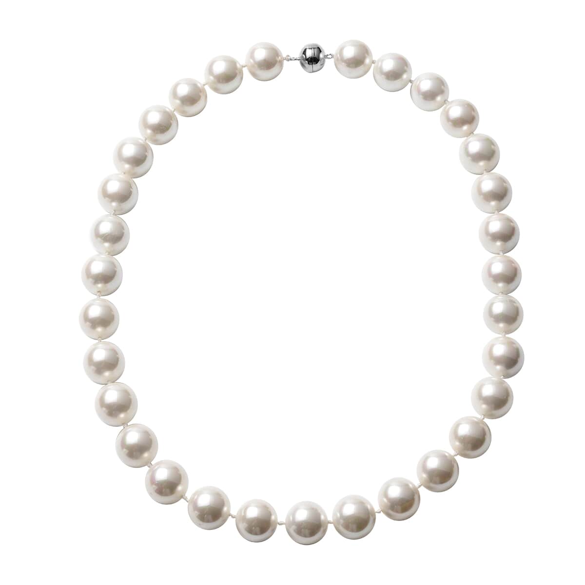 White Shell Pearl Beaded Necklace 22 Inches with Magnetic Lock in Sterling Silver image number 0
