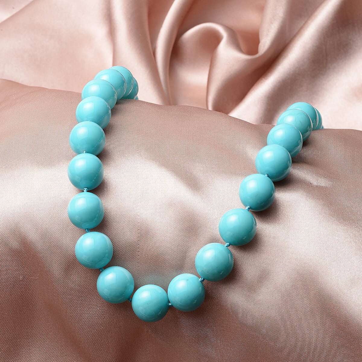 Sleeping Beauty Color Shell Pearl Beaded Necklace 22 Inches With Magnetic Lock in Sterling Silver image number 1