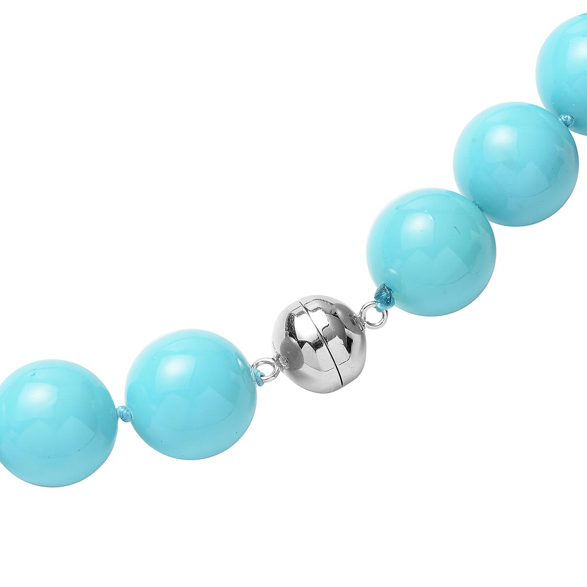 Sleeping Beauty Color Shell Pearl Beaded Necklace 22 Inches With Magnetic Lock in Sterling Silver image number 3