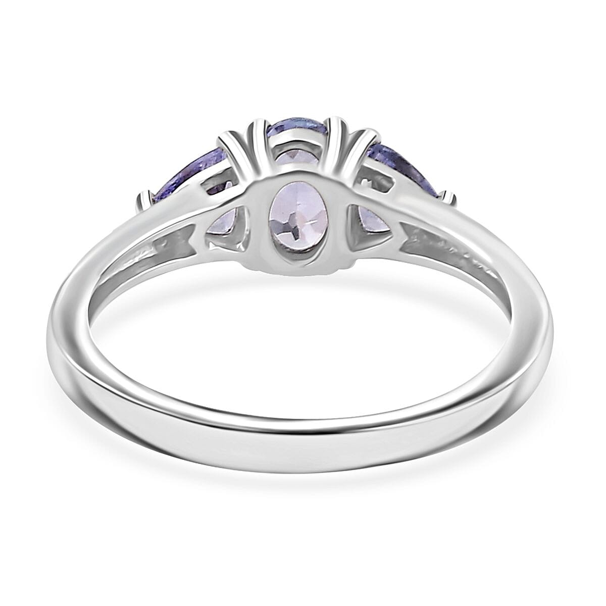 Tanzanite 3 Stone Ring in Platinum Over Sterling Silver (Size 10.0) 0.90 ctw