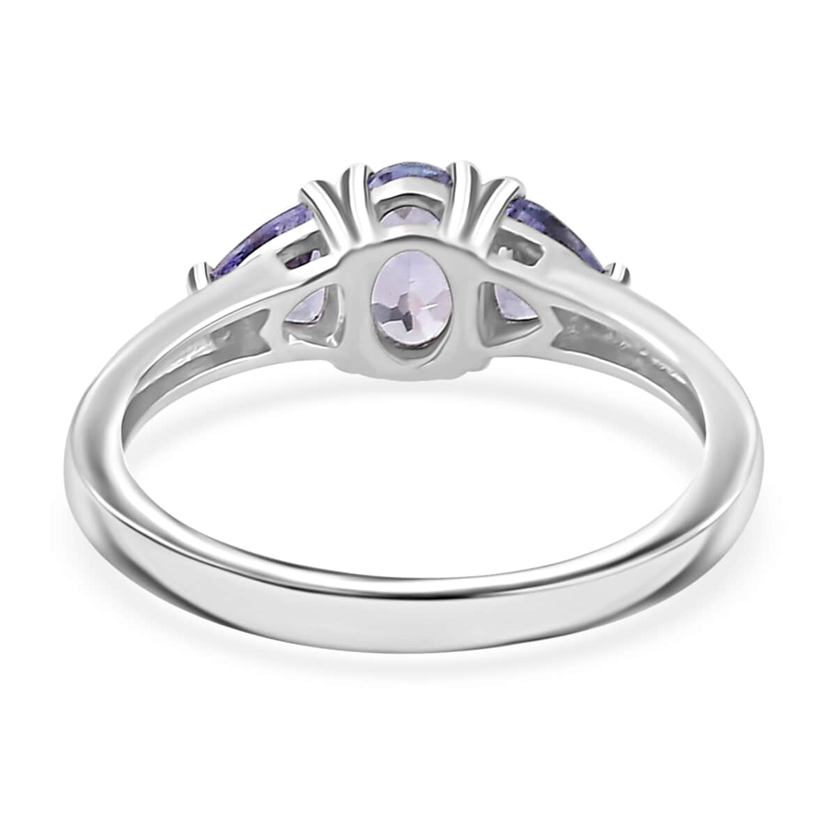 Tanzanite 3 Stone Ring in Platinum Over Sterling Silver (Size 6.0) 0.90 ctw image number 4