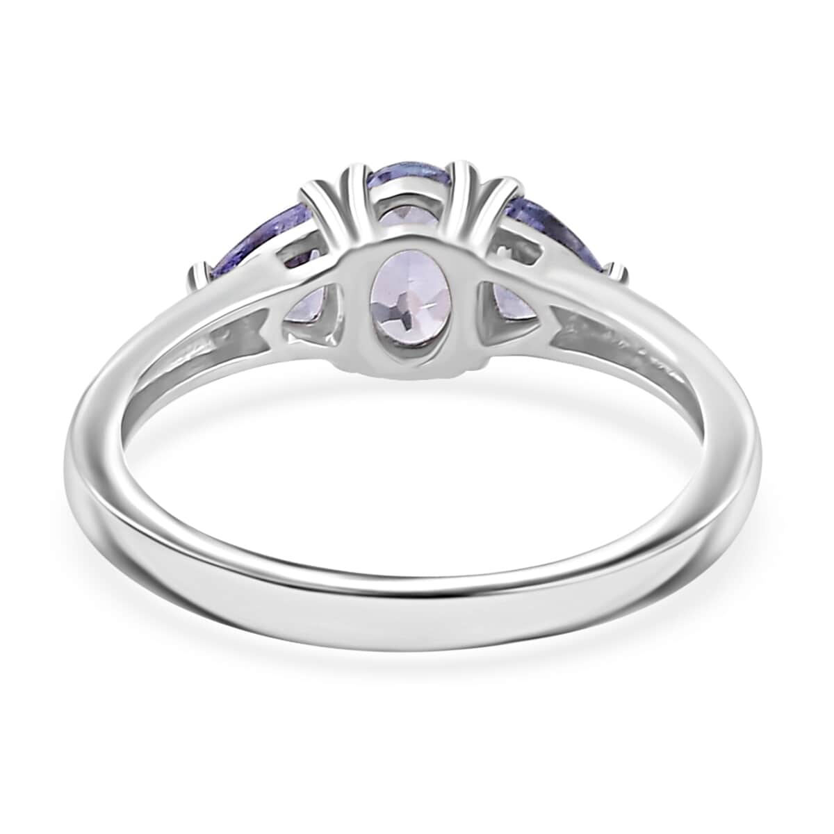 Tanzanite 3 Stone Ring in Platinum Over Sterling Silver (Size 8.0) 0.90 ctw image number 4