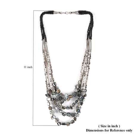 Black Seed Bead Multi Strand Necklace 24 Inches in Silvertone image number 3