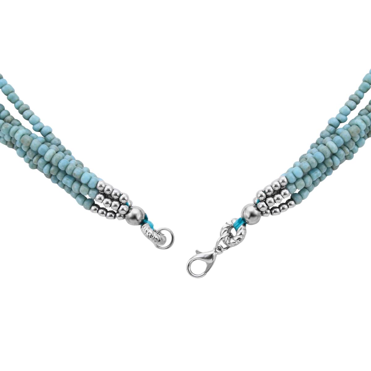 Turquoise Color Seed Beaded Multi Strand Necklace 24 Inches image number 5