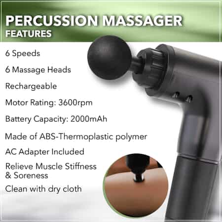Myofascial Physiotherapy Massage Gun with 6 Detachable Heads & Charger image number 2