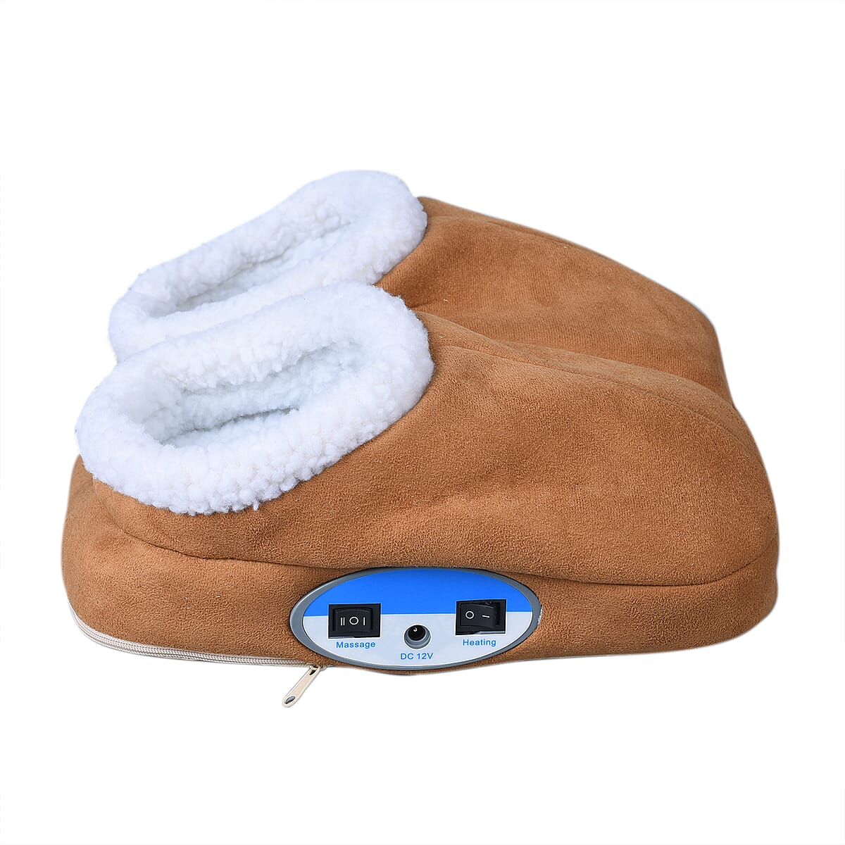 Brown Sherpa Lined Relaxing Heating & Vibrating Foot Cushion Massager image number 6