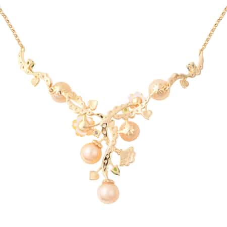Jardin Collection South Sea Golden Culture Pearl and Multi Gemstone Necklace 18 Inches in Vermeil YG Over Sterling Silver 2.30 ctw image number 3