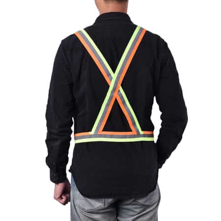 Set of 2 Black and Green Reflective Vest with Hi Vis Bands image number 2