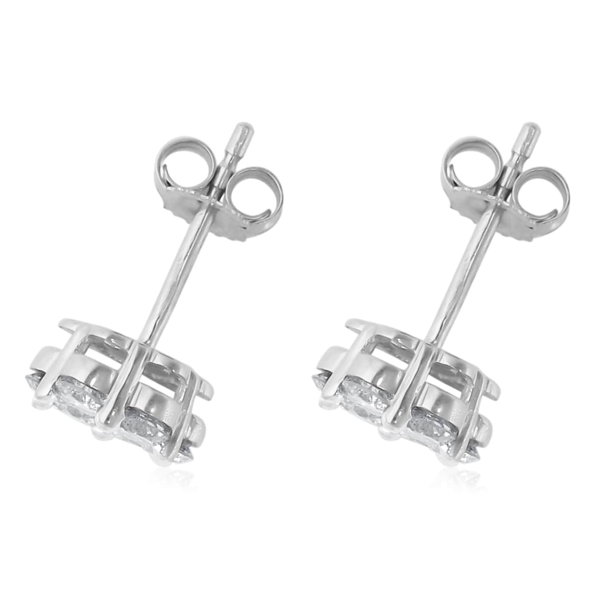 SGL Certified 10K White Gold G-H I3 Diamond Floral Stud Earrings 1.00 ctw image number 3