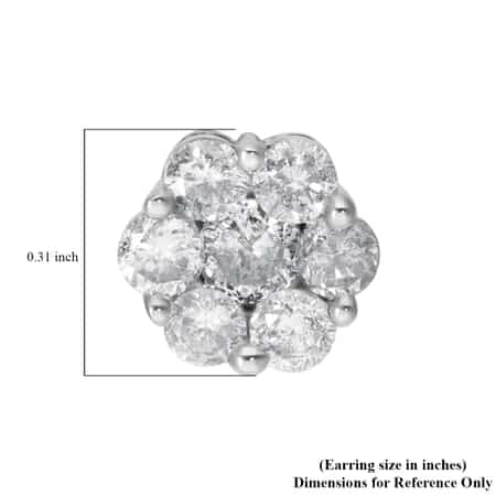 SGL Certified 10K White Gold G-H I3 Diamond Floral Stud Earrings 1.00 ctw image number 4