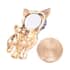 Simulated Mystic White Crystal and Multi Color Austrian Crystal Enameled Set of 2 Dog and Cat Brooch in Dualtone image number 1