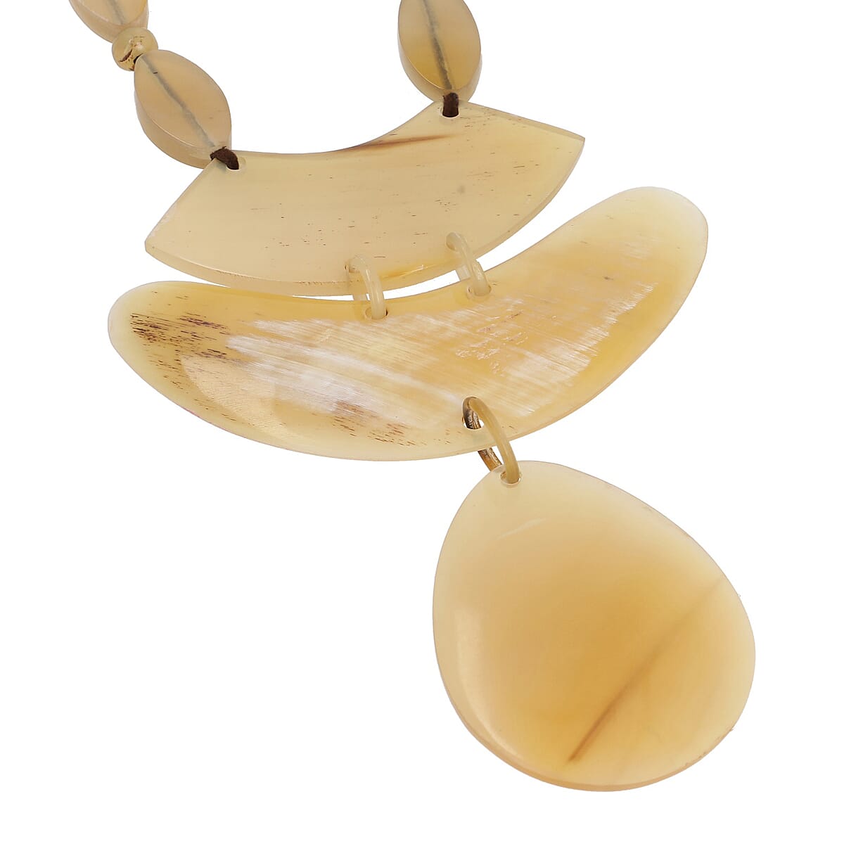 Natural Genuine Buffalo Horn Adjustable Leather Cord Necklace 28 Inches image number 3