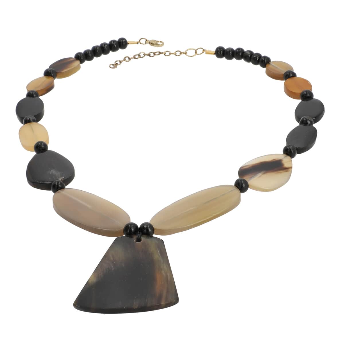 Genuine Buffalo Horn Trapezoid Necklace (24-26 in) in Goldtone image number 0