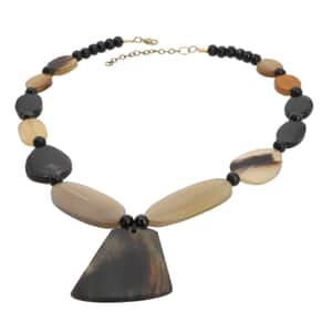 Genuine Buffalo Horn Trapezoid Necklace in Goldtone 24-26 Inches