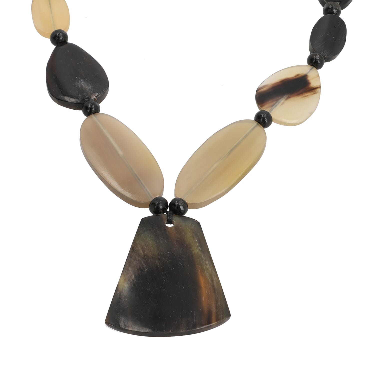 Genuine Buffalo Horn Trapezoid Necklace in Goldtone 24-26 Inches
