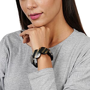 Natural Genuine Buffalo Horn Round Stretch Bracelet