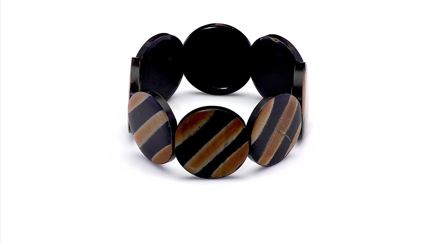 Genuine Buffalo Horn Round Stretch Bracelet