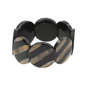 Natural Genuine Buffalo Horn Round Stretch Bracelet