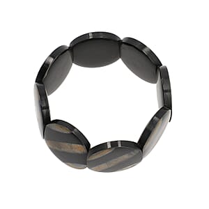 Natural Genuine Buffalo Horn Round Stretch Bracelet