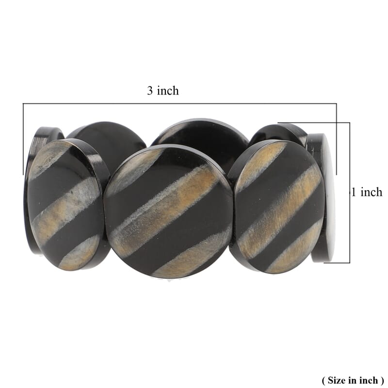Super Find Natural Buffalo Horn Round Stretch Bracelet