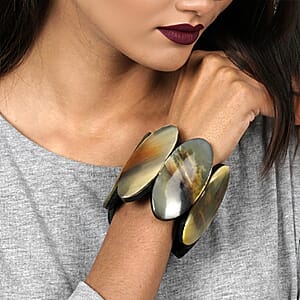 Natural Genuine Buffalo Horn Elongated Stretch Bracelet