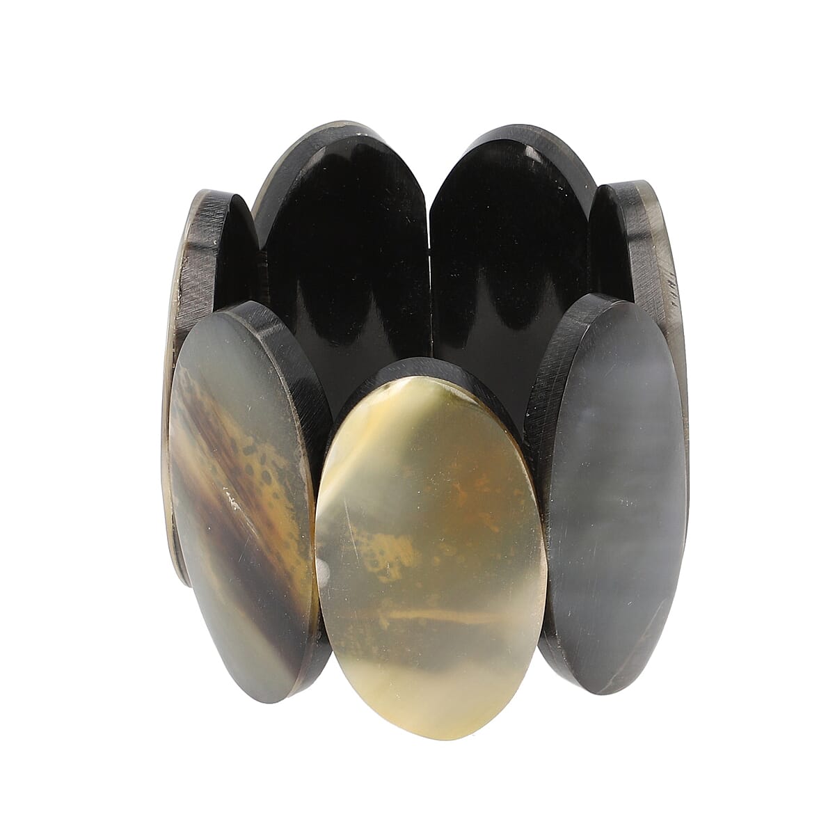 Super Find Natural Buffalo Horn Elongated Stretch Bracelet image number 2