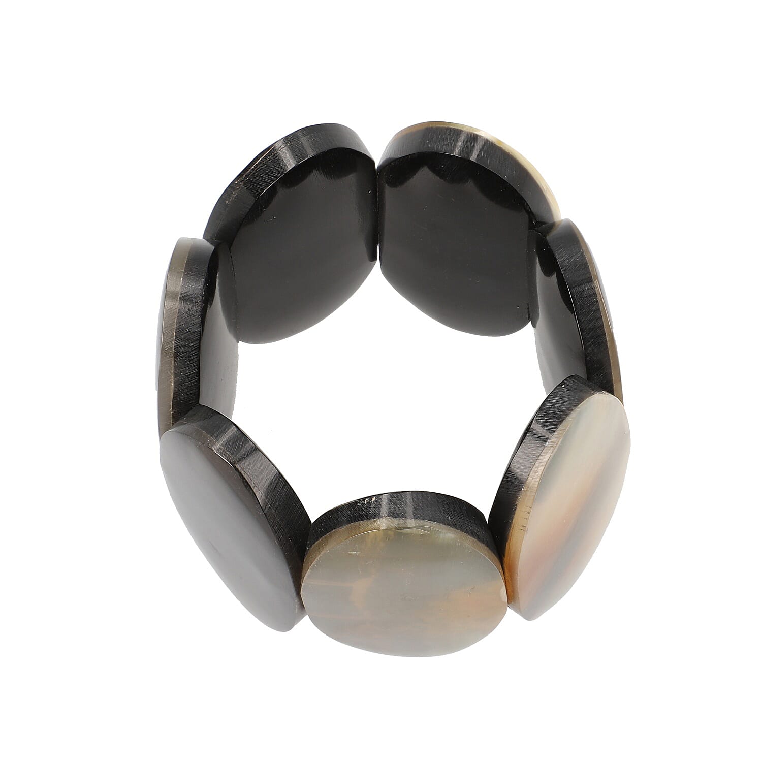 Super Find Natural Buffalo Horn Elongated Stretch Bracelet