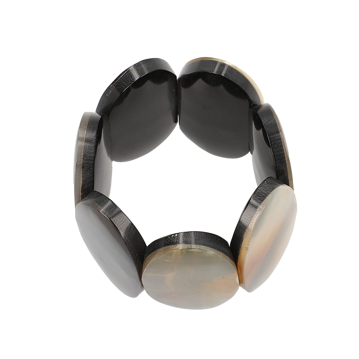 Super Find Natural Buffalo Horn Elongated Stretch Bracelet image number 3