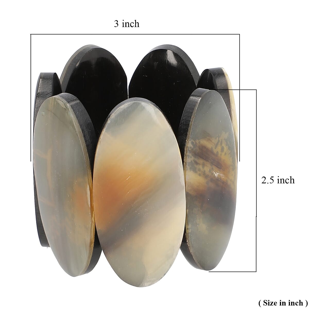 Super Find Natural Buffalo Horn Elongated Stretch Bracelet image number 4