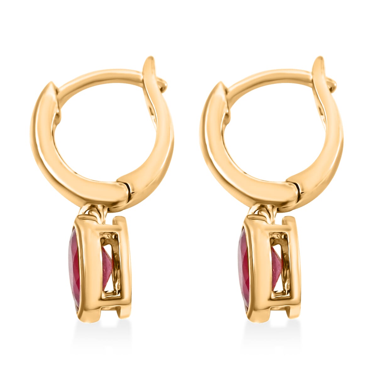 African Ruby 2.50 ctw Earrings in 14K YG Over Sterling Silver  image number 2