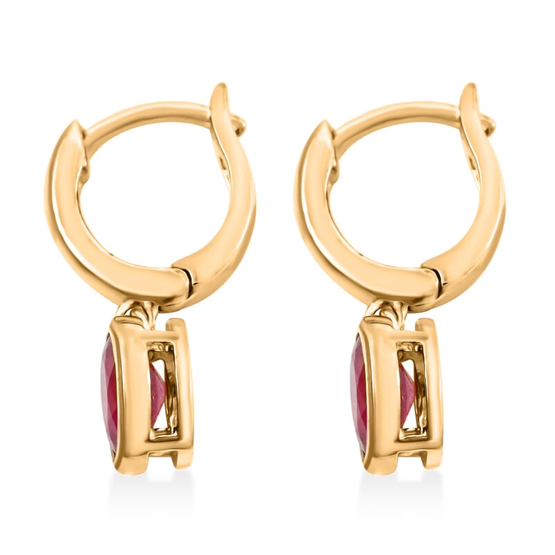 African Ruby 2.50 ctw Earrings in 14K YG Over Sterling Silver 