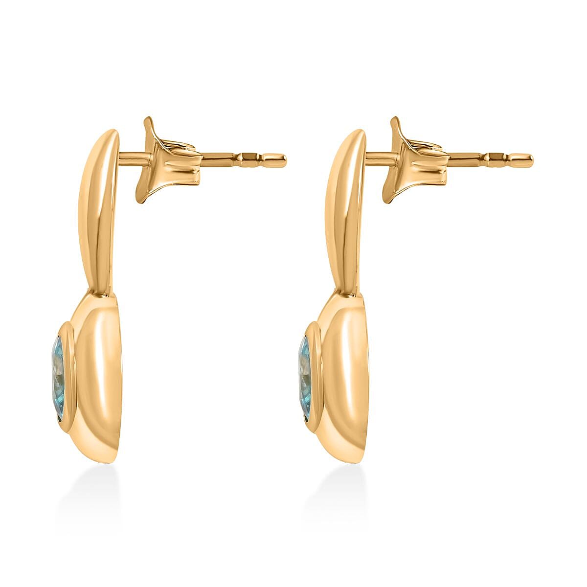 Blue Zircon 2.00 ctw Earrings in 14K YG Over Sterling Silver  image number 2