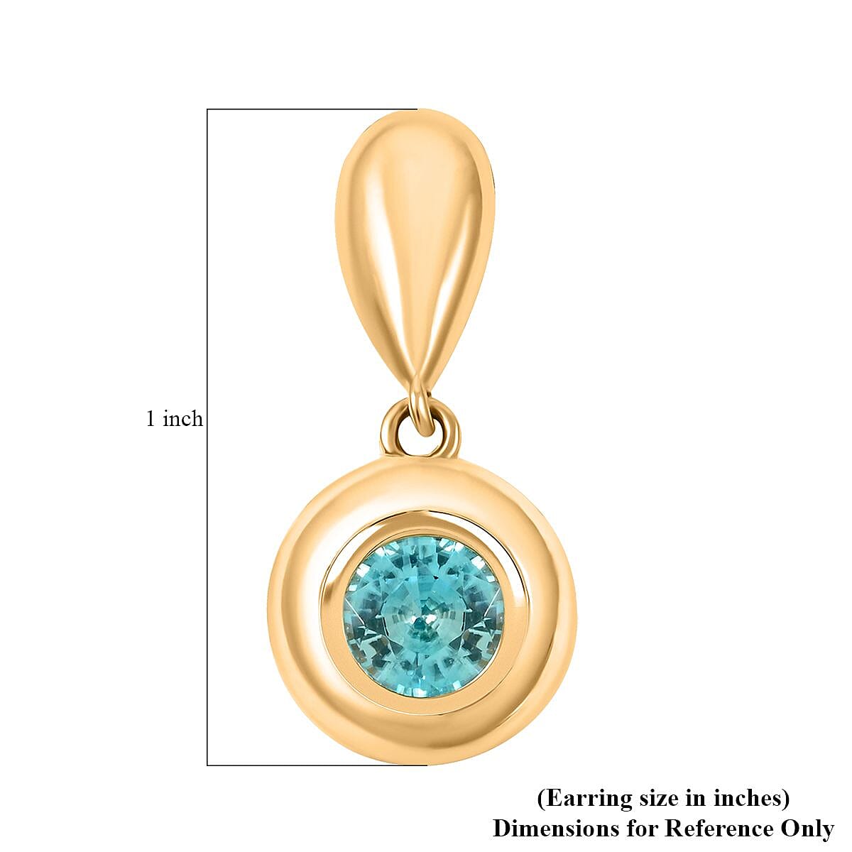 Blue Zircon 2.00 ctw Earrings in 14K YG Over Sterling Silver 