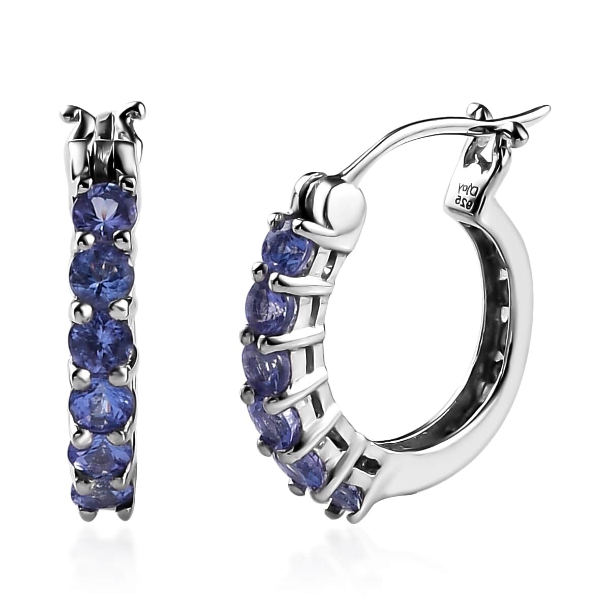 Tanzanite Hoop Earrings in Platinum Over Sterling Silver 1.15 ctw image number 0