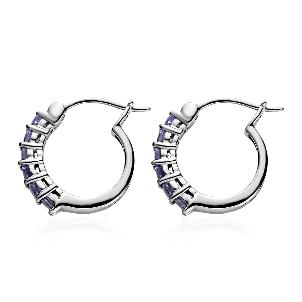 Tanzanite Hoop Earrings in Platinum Over Sterling Silver 1.15 ctw image number 3