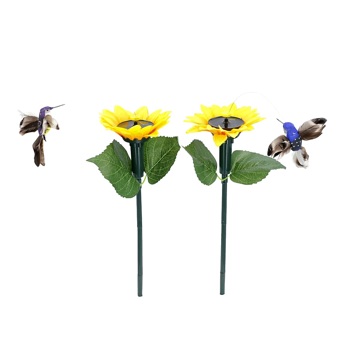 Set of 2 Solar Fluttering Hummingbird with Sunflower (1xAAA Battery Not Included) image number 0