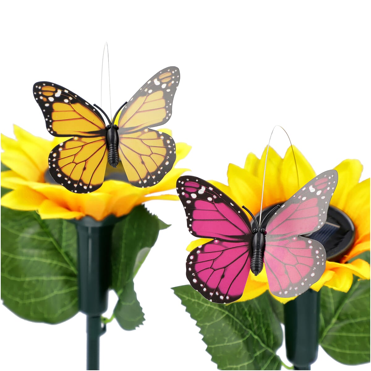 Set of 2 Solar Fluttering Butterfly with Sunflower (1xAAA Battery Not Included) image number 4