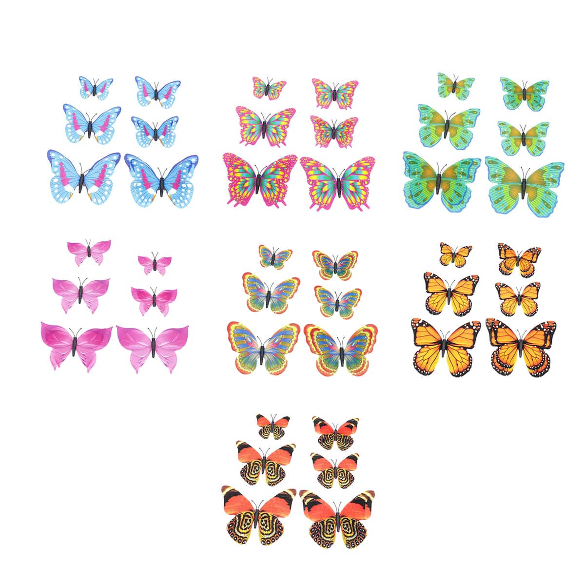 Set of 42 Pcs Plastic Decorative Multicolored Plastic Magnetic 3D Butterfly For Home Decor image number 0