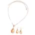 Simulated Champagne Sapphire and White Austrian Crystal Earrings and Necklace 29 Inches in Rosetone and Stainless Steel image number 0