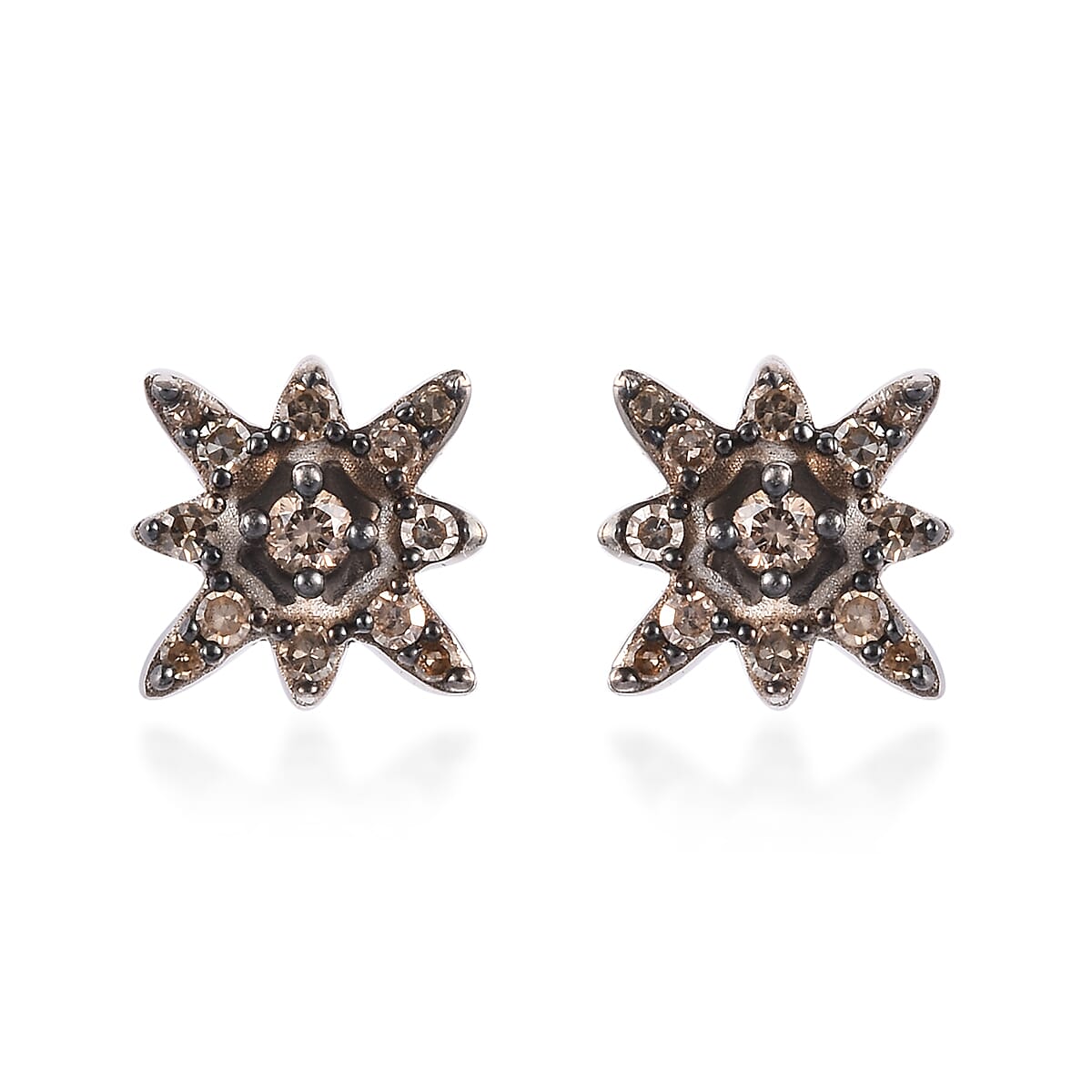 Jessica Exclusive Pick Natural Champagne Diamond Star Stud Earrings in Vermeil Rose Gold Over Sterling Silver 0.33 ctw