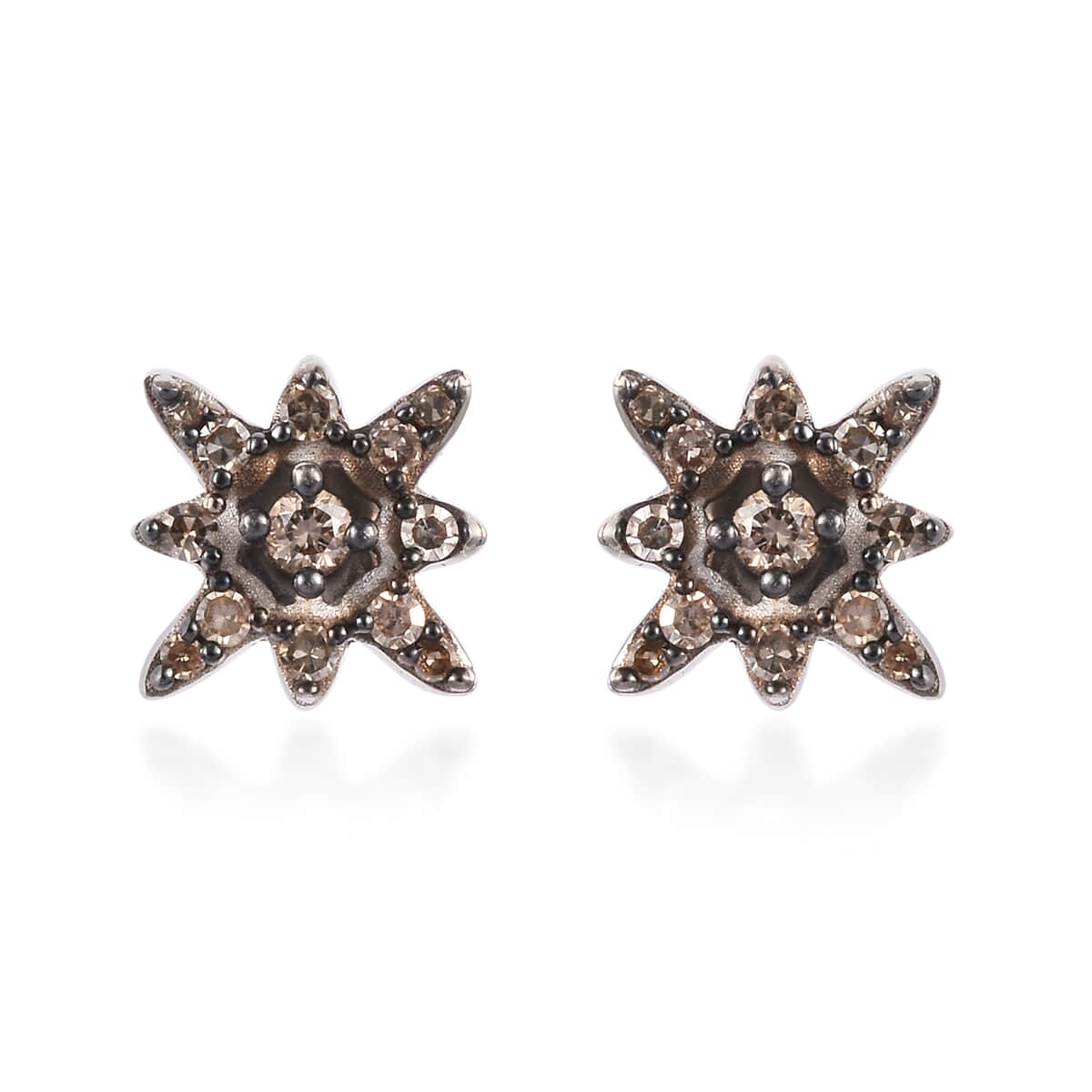 Jessica Exclusive Pick Natural Champagne Diamond Star Stud Earrings in Vermeil Rose Gold Over Sterling Silver 0.33 ctw image number 0