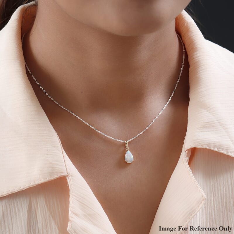 Luxoro 10K Yellow Gold Premium Ethiopian Welo Opal Pear Shape Pendant without Chain 0.85 ctw