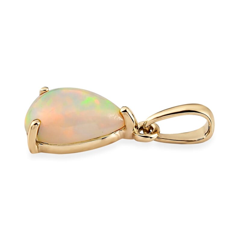 Luxoro 10K Yellow Gold Premium Ethiopian Welo Opal Pear Shape Pendant without Chain 0.85 ctw