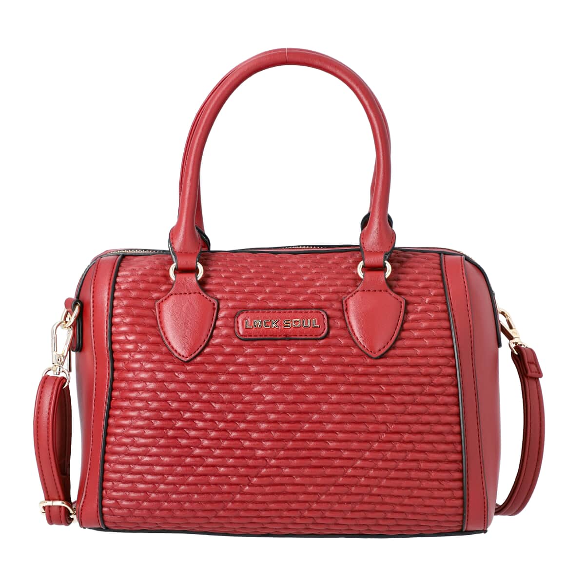 LOCK SOUL Red Faux Leather Tote Bag with Handle Drop and Shoulder Strap (11.02x5.9x8.27) image number 0
