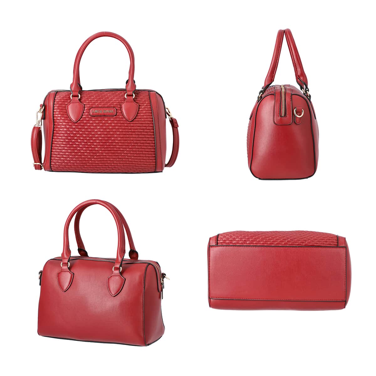 LOCK SOUL Red Faux Leather Tote Bag with Handle Drop and Shoulder Strap (11.02x5.9x8.27) image number 2